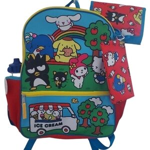 Sanrio Hello Kitty and Friends backpack set featuring Hello Kitty, Cinnamoroll,